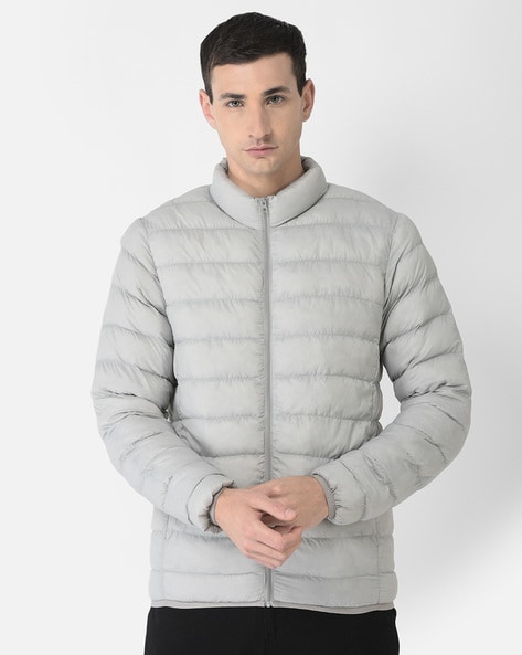 Boxy Metallic Funnel Neck Bubble Puffer | boohooMAN USA