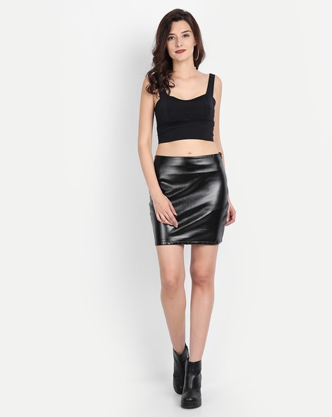 Black leather pencil hotsell skirt 7 little words