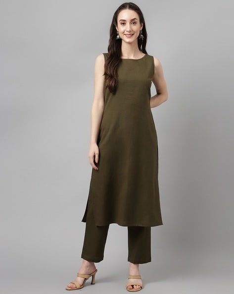 Buy Olive Kurta Suit Sets for Women by FIORRA Online Ajio