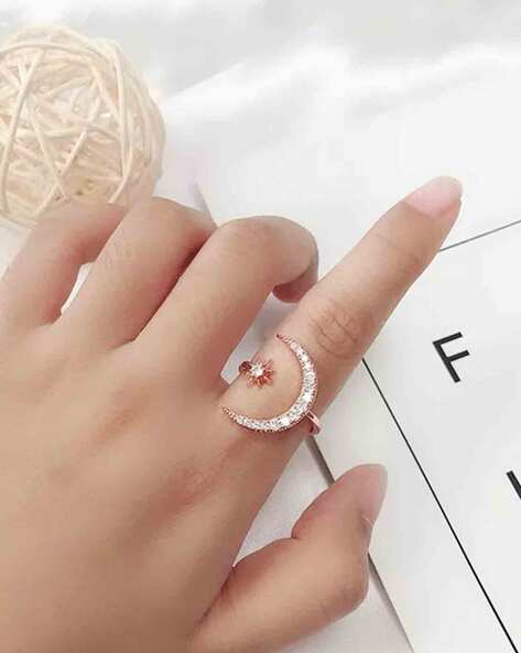 Buy Unique Rose Flower Design Plain Gold Ladies Ring for Girls