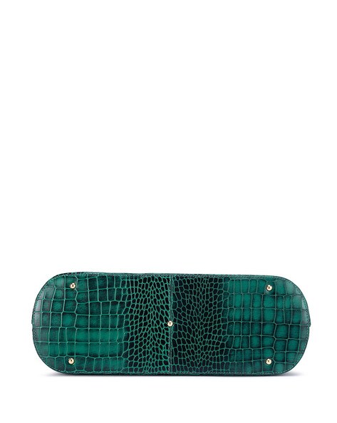 Green mock croc purse