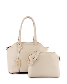 Mark & Keith Textured Shoulder Bag with Metal Accent For Women (White, FS)