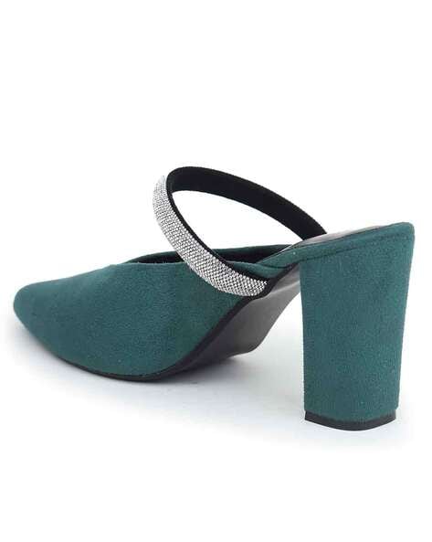 Emerald green 2025 chunky heels