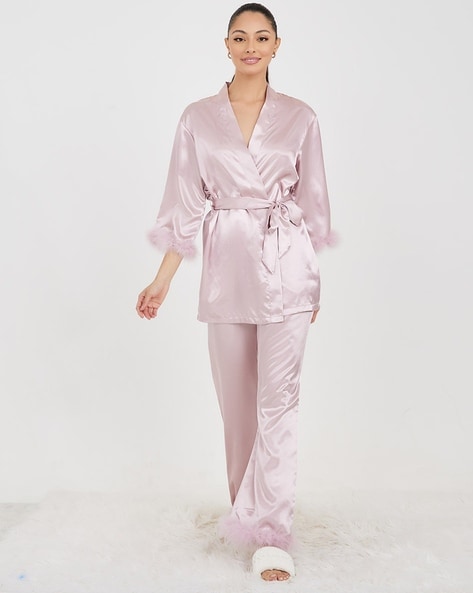 Pink pajama set hot sale