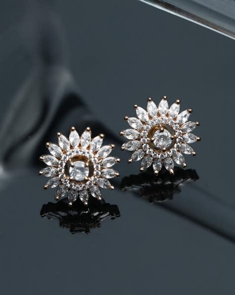 Buy Rose Gold-Toned White Earrings for Women by Priyaasi Online