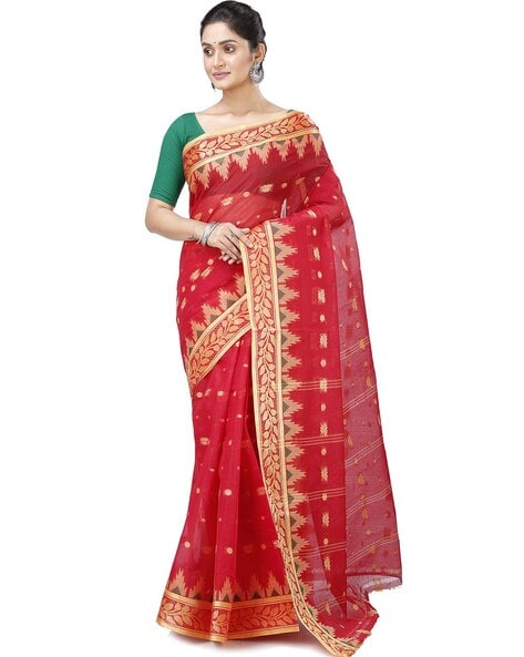 Buy Yellow & Red Sarees for Women by Indie Picks Online | Ajio.com