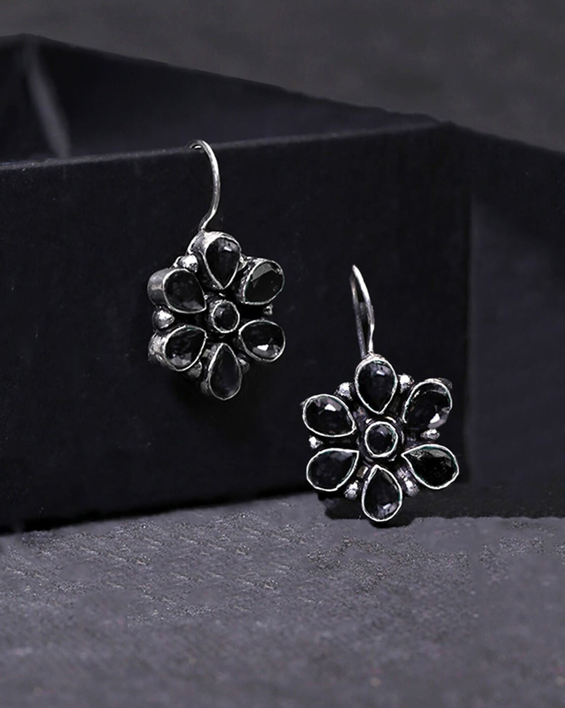 Buy Black Flower Handcrafted Brass Earrings online in India at Best Price |  Aachho