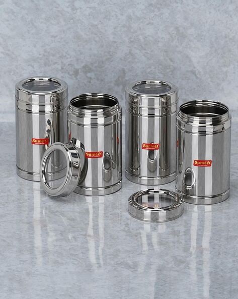 Stainless Steel Dabba-Storage Containers 400ml-500ml-750 ml Set