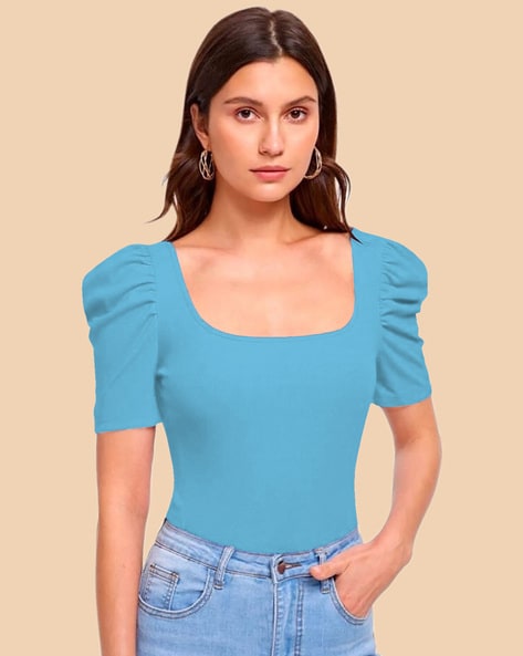 Balloon Sleeve Ribbed Top – Dream Boutique Store