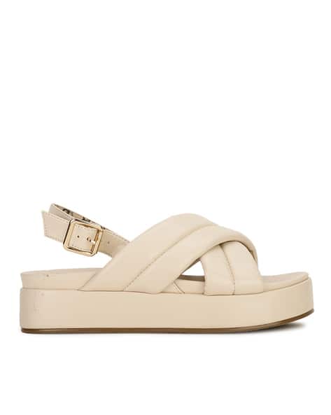 Women Criss-Cross Strap Platforms with Buckle Strap