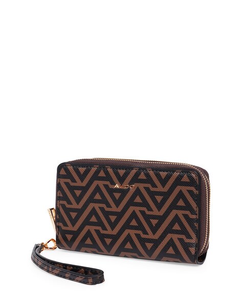 Logo-Print Leather Zip-Around Wallet