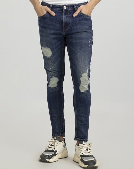 Lightly-Distressed Skinny Fit Jeans