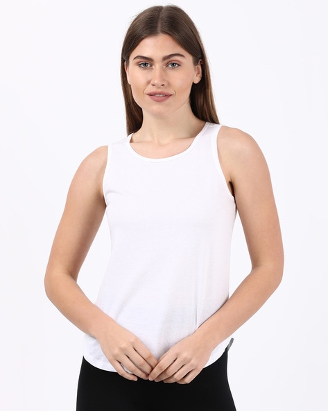 Women's 100% Cotton Loose Fit Tank Top Relaxed Basic Plain Gym Sleeveless  Tee