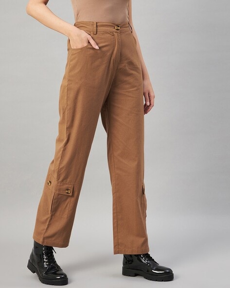 Buy Beige Trousers & Pants for Women by ORCHID BLUES Online