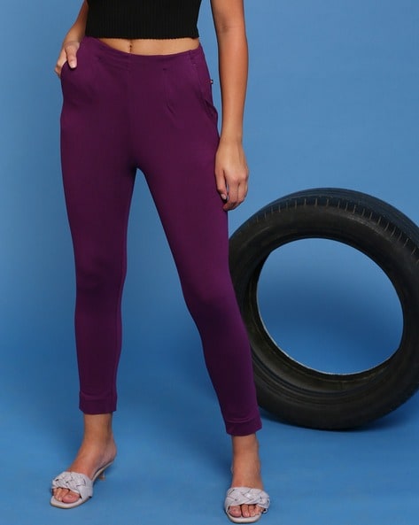 Lilac Square Buckle Belted Cigarette Trousers Lilac from Missguided on 21  Buttons