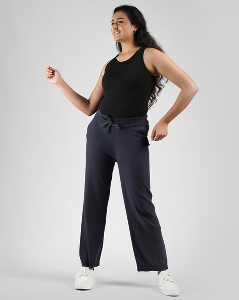 Blissclub Women Black Move All Day Pants Regular with Adjustable Drawstring