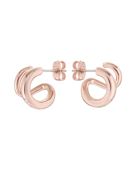 Buy Paved Spiral Earrings Double Hoop Earrings Rose Gold Open Online in  India  Etsy