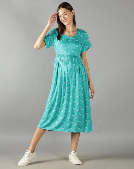 Turquoise fit shop and flare dress