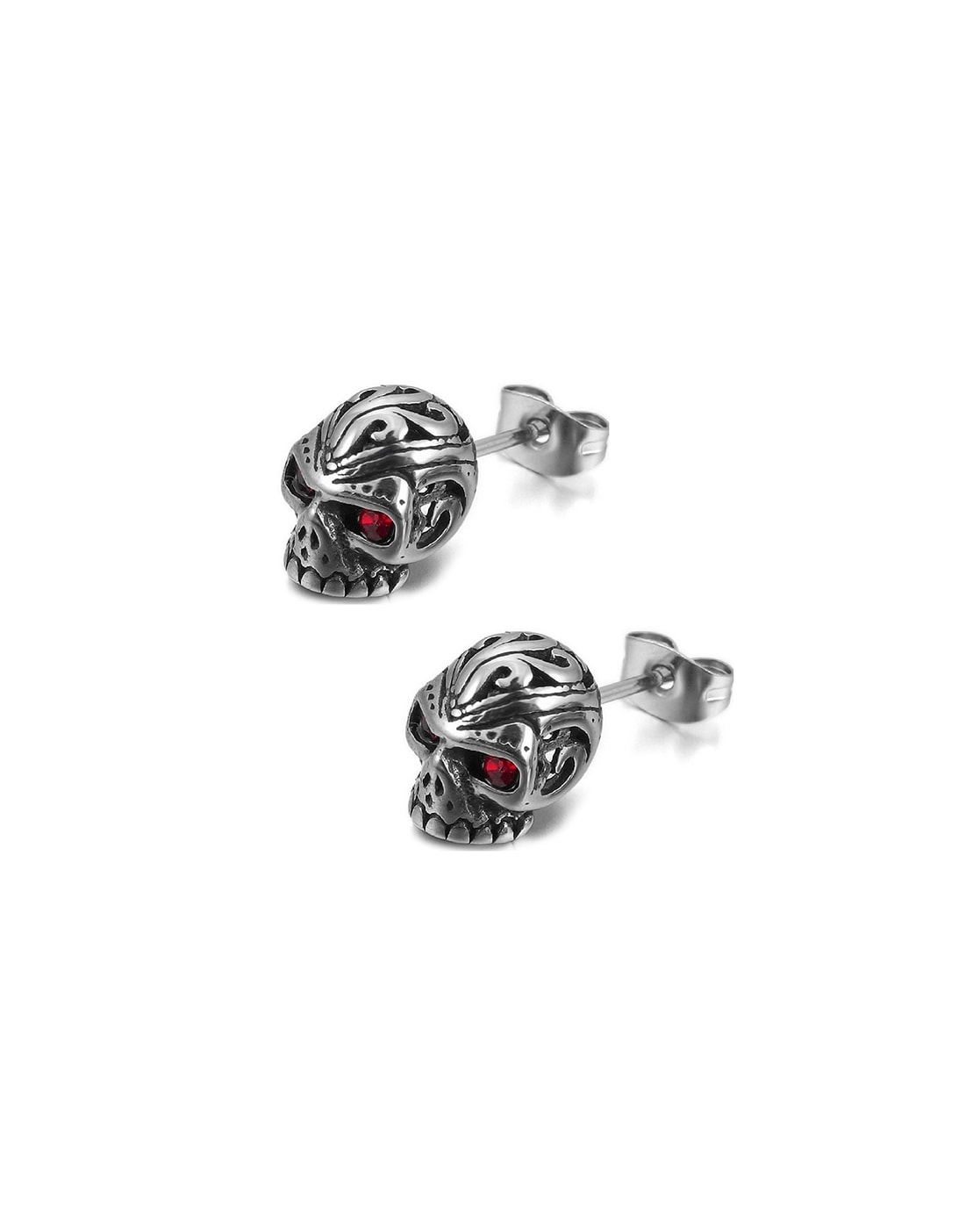 1pair Fashionable Titanium Steel Stud Earrings With Red Zirconia, Suitable  For Men, Women, Festivals, And Daily Wear | SHEIN USA