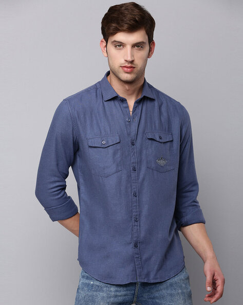 Buy Navy blue Shirts for Men by SHOWOFF Online