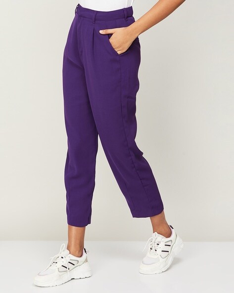 FEMEA Women Solid Wide Leg Track Pants (Purple, XXL) : Amazon.in: Clothing  & Accessories