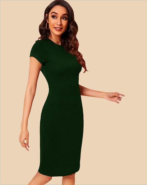 Round neck hot sale bodycon dress