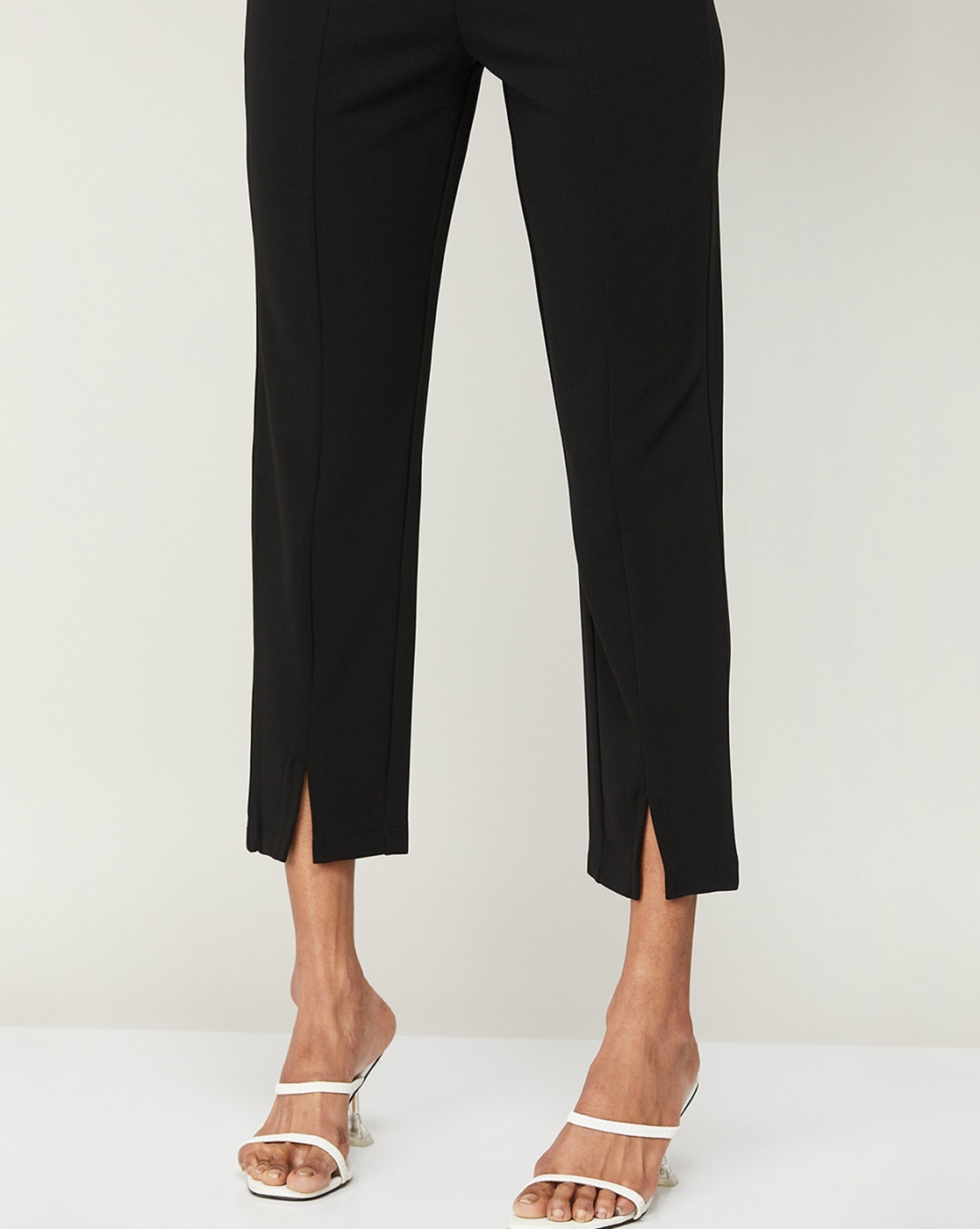 JDY Black Ankle Grazer Tapered Trousers  New Look