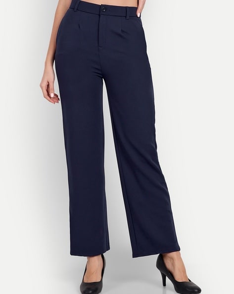 Buy Navy Blue Trousers & Pants for Women by Broadstar Online