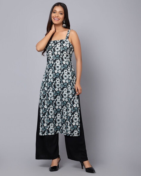 Bimba Women Chic Style Straight Kurti Sleeveless Kurta Indian Top Blouse  Black at Amazon Women's Clothing store