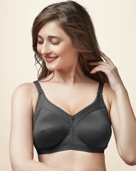 Buy Trylo Double Layered Non-Wired Full Coverage Minimiser Bra - Black at  Rs.650 online