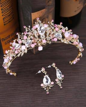 kairangi by yellow chimes Stone-Studded Tiara & Earrings Set-picture-48