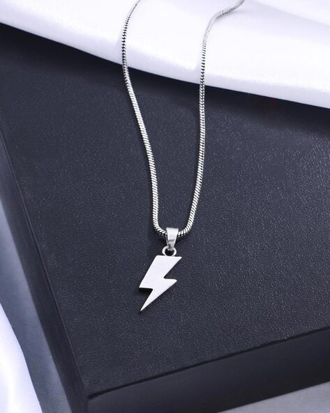 Buy Men's thunder & Lightning Necklace Men's Silver Stainless Steel Lightning  Bolt Pendant Necklace Men's Silver Box Chain Necklace Online in India - Etsy