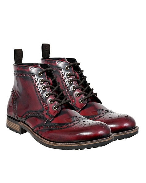 Burgundy 2024 brogue boots