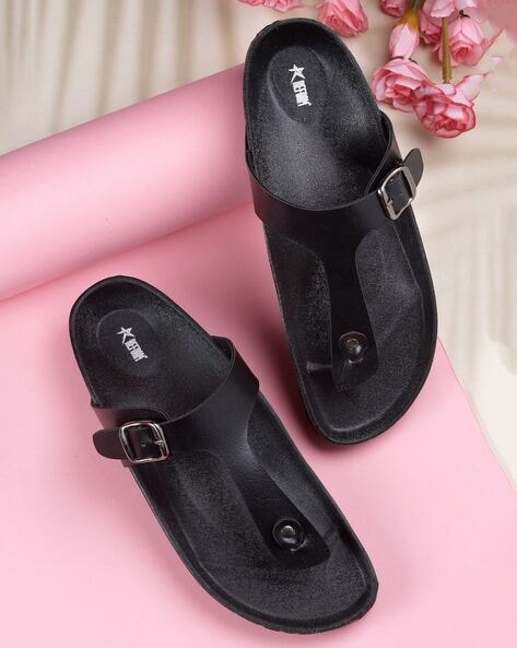 Buy Black Flat Sandals for Women by REFOAM Online Ajio