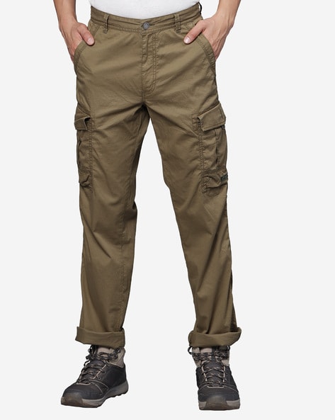 t-base Black Solid Cargo Pant for Men Online India