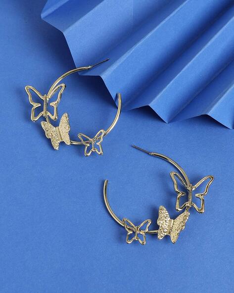 THICK BUTTERFLY HOOP EARRINGS - The Littl A$114.99 A$124.99 14k Yellow Gold  Animal butterfly