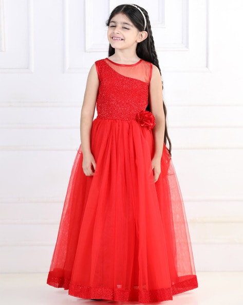 Red Net Party Wear Gown – GlamRoad