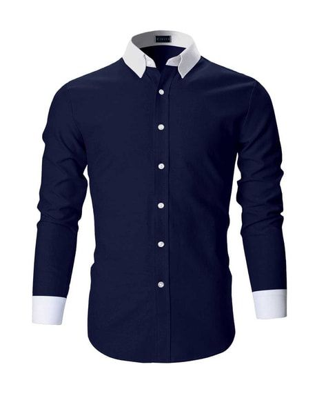 Contrast collar clearance shirt mens