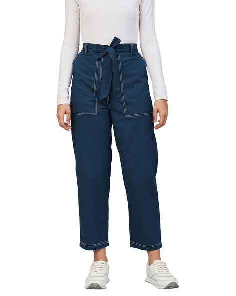 Solid High Rise Waist Pant