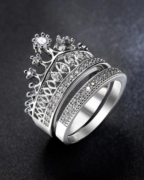 Sterling Silver CZ Crown Ring, Silver Rings, CZ Ring, Queen Ring | eBay
