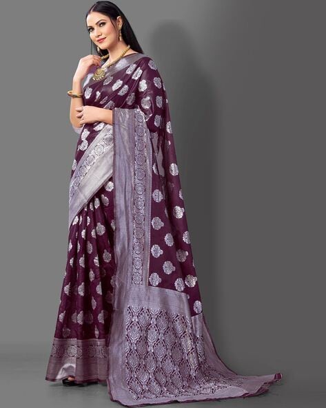 Ga - Pure kanjivaram silk saree Pastel shade of lavender with silver a –  Cherrypick