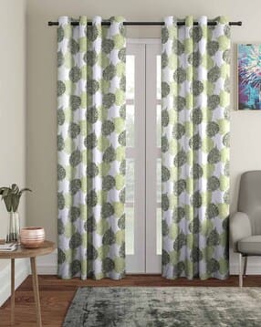 cortina eyelet curtain Set of 2 Leaf Print Window Curtains-picture-46