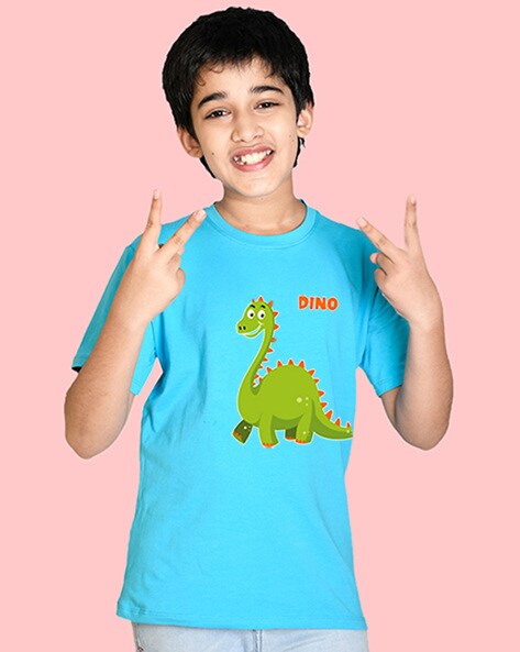 Dinosaur Print Round Neck T Shirt