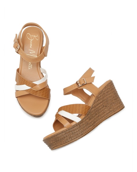 Cross strap wedge online sandals