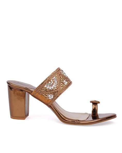 Bronze block heel online sandals