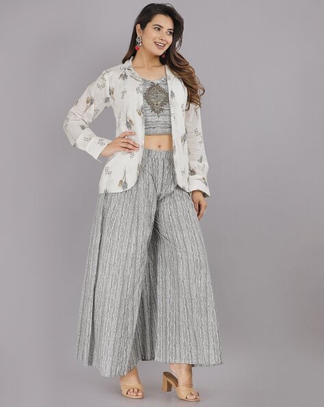 Mirrow Trade Women Crop Top Palazzo Ethnic Jacket Set - Buy Mirrow Trade  Women Crop Top Palazzo Ethnic Jacket Set Online at Best Prices in India |  Flipkart.com