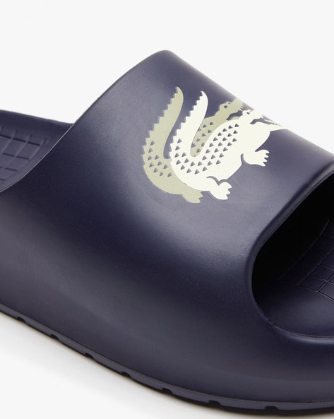 Lacoste croco 2025 sliders navy