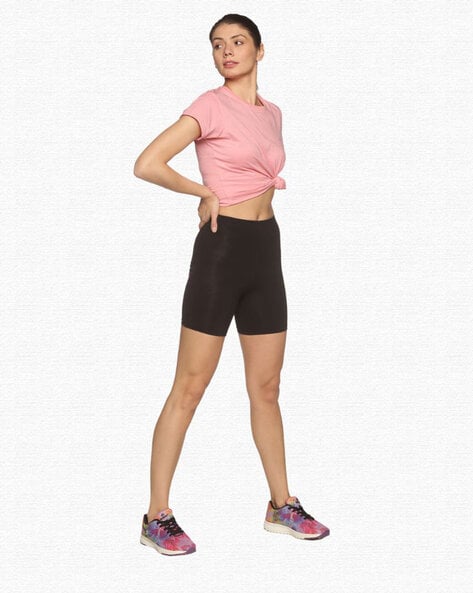 Pink black hot sale biker shorts