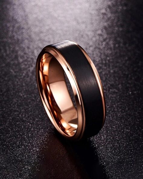 Platinum And Rose Gold Mens Wedding Band | Couple Band Rings|