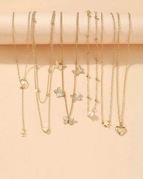 Jewels galaxy Set of 6 Gold-Plated Layered Necklace